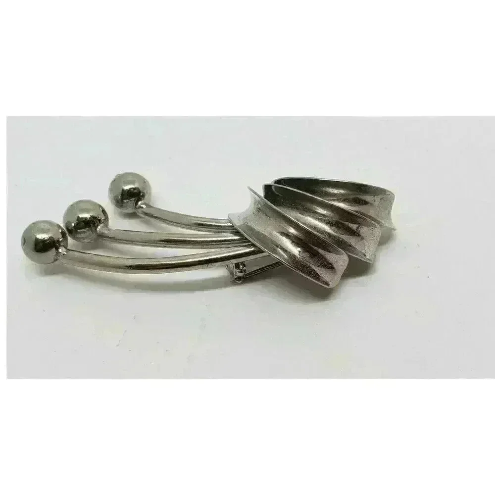 Vintage Brooch MCM Mid Century Hanging Cherries Mod Mid Century Silver 1950